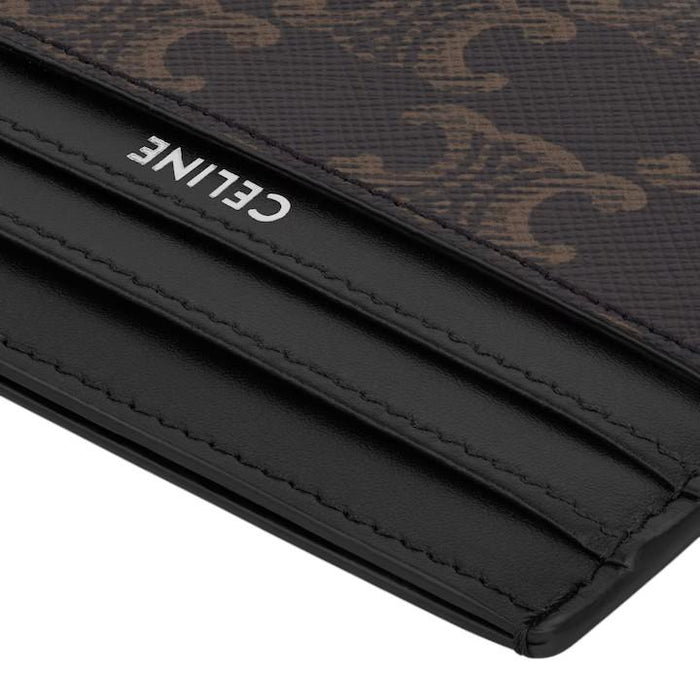 CELINE Large Card Holder Triomphe Canvas Calfskin Card Wallet