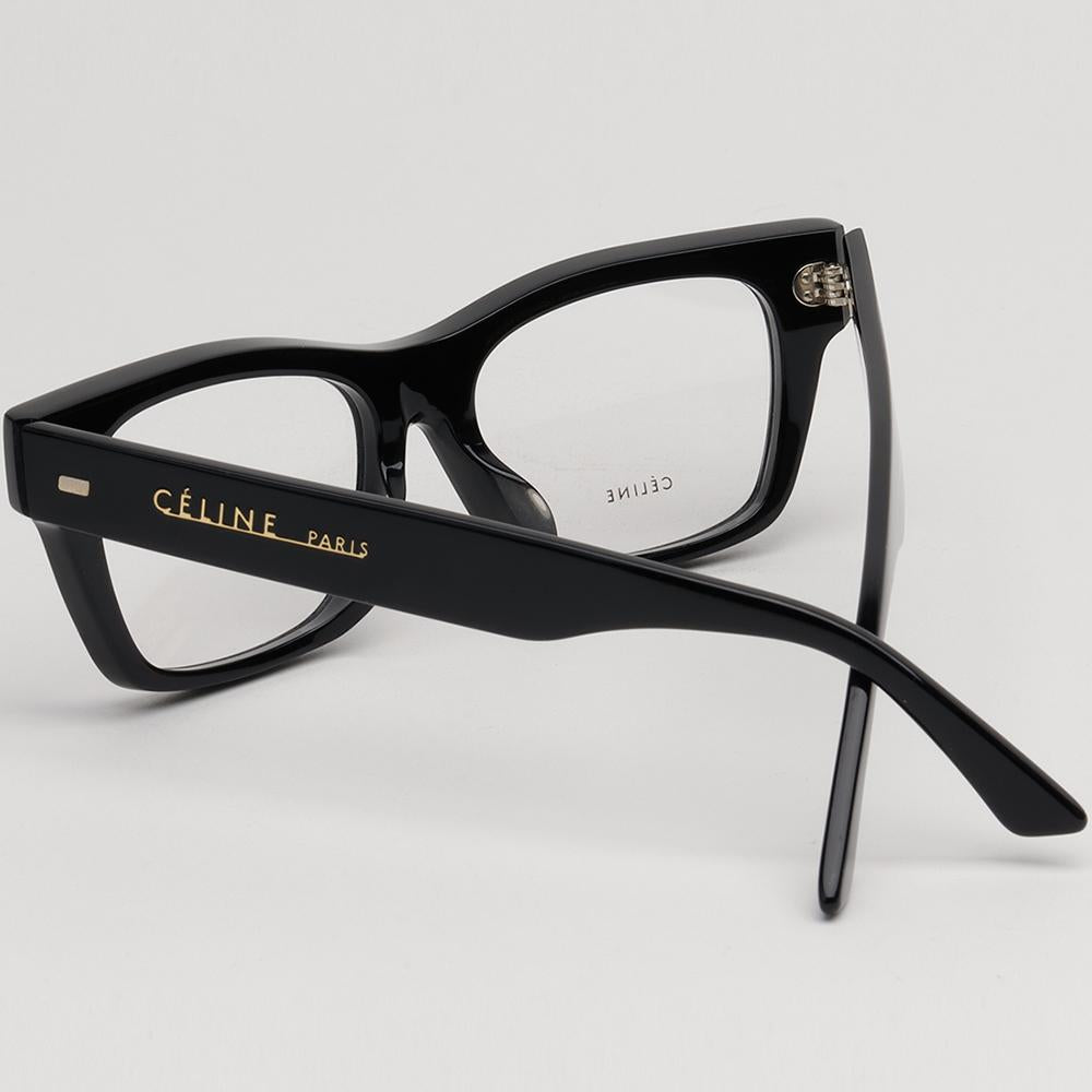 CELINE Black Thick Square Acetate Eyeglasses Asian Fit Unisex CL50011F 001