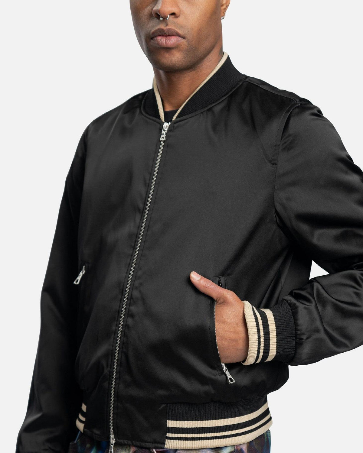 Dries Van Noten Men's Black Embroidered Bomber Jacket 231 020520 6190 900