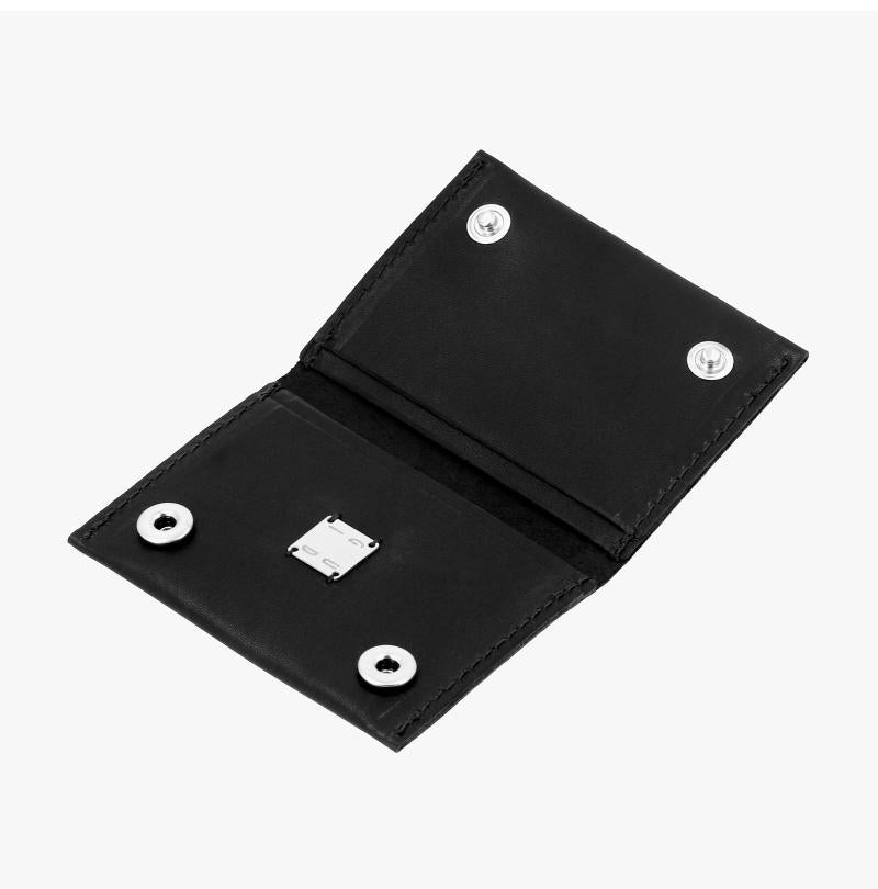 GUIDI Men's Black Leather Card Holder