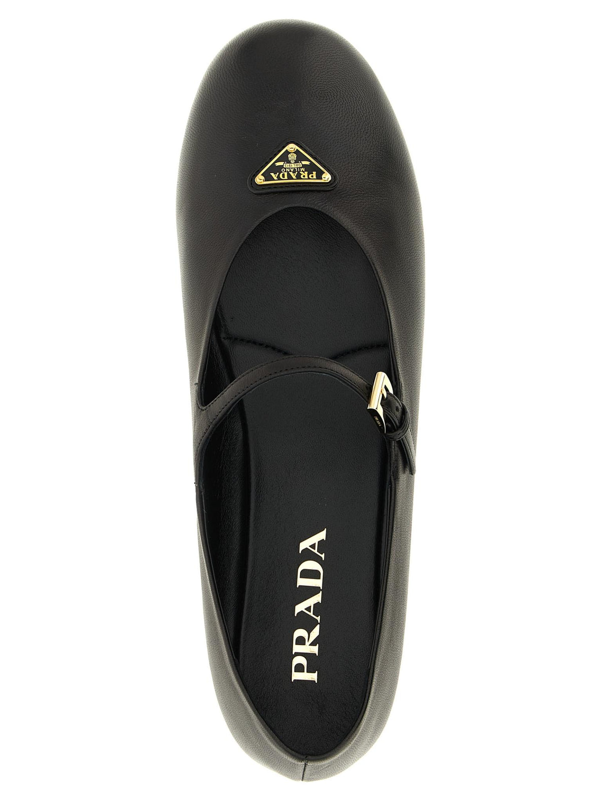PRADA Black Leather Flat Shoes