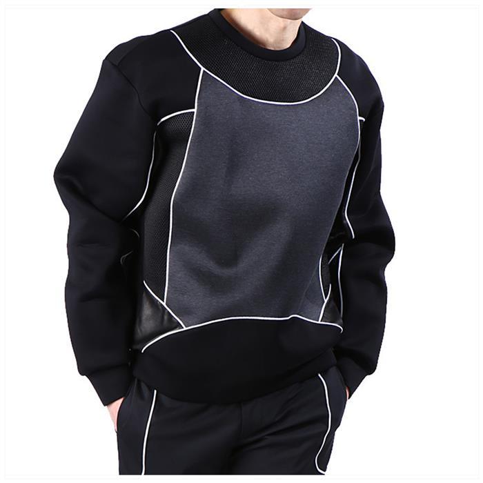 Les Hommes Black Cotton Crewneck Sweatshirt for Men