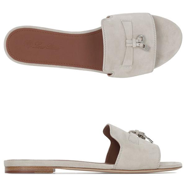 Loro Piana Suede Slide Sandals Low-Cashmere Summer Charms FAI5580 A0MW