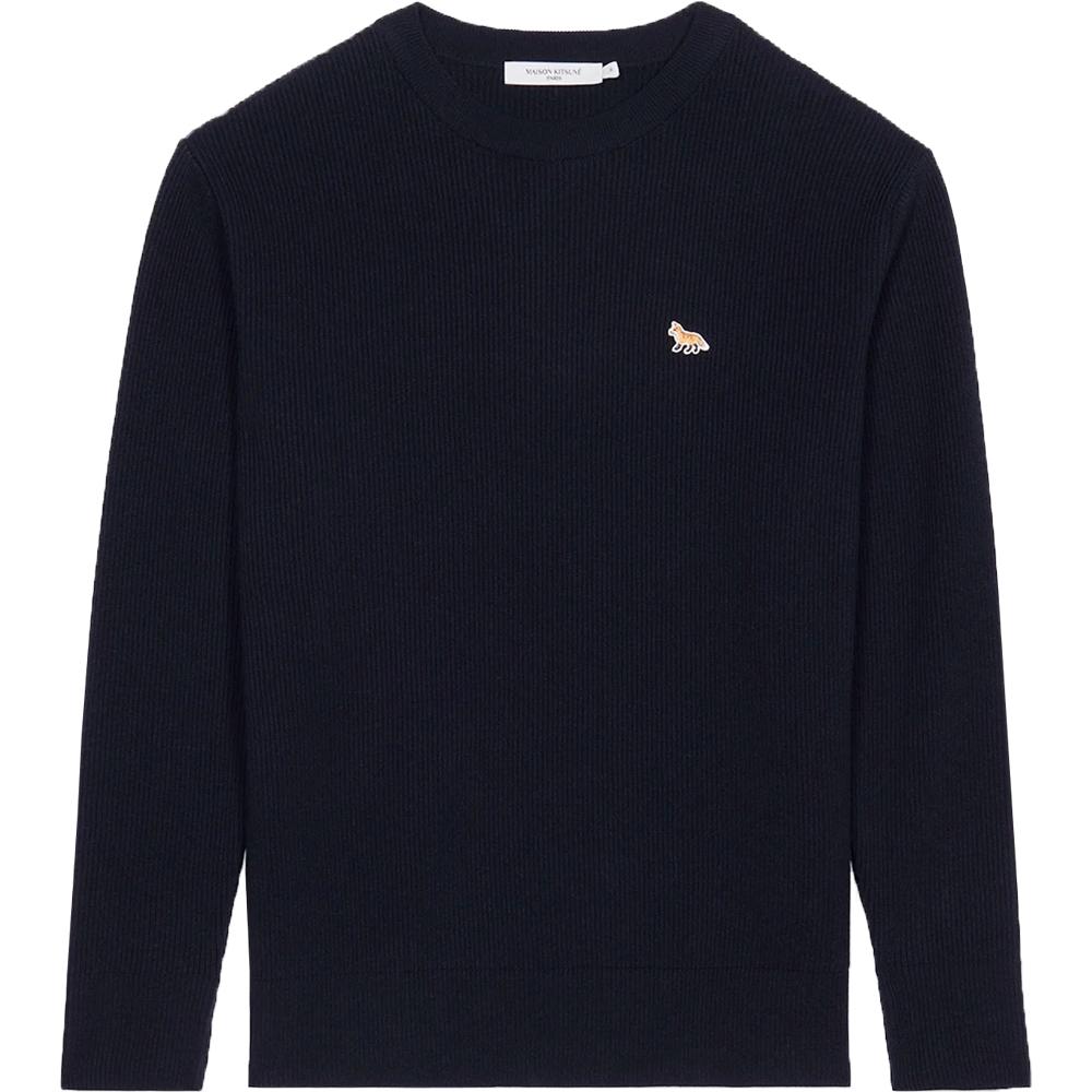 Maison Kitsune Fox Logo Ribbed Knit Sweater Navy IM00511KT1064 P481