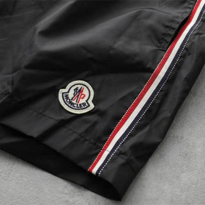 Moncler Men's Logo Patch Black Swim Shorts