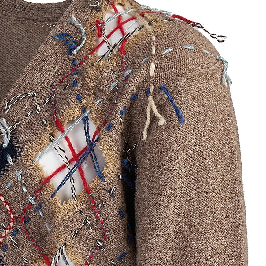 Maison Margiela Men’s Argyle Cut-Out Cardigan S67HP0007 S18328 001F