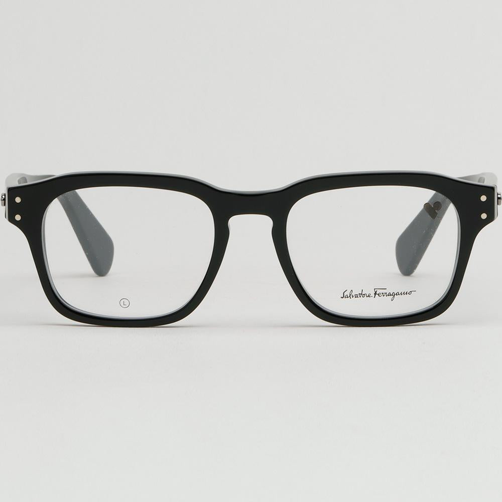 Ferragamo Black Square Acetate Eyeglass Frames Unisex SF2958 001