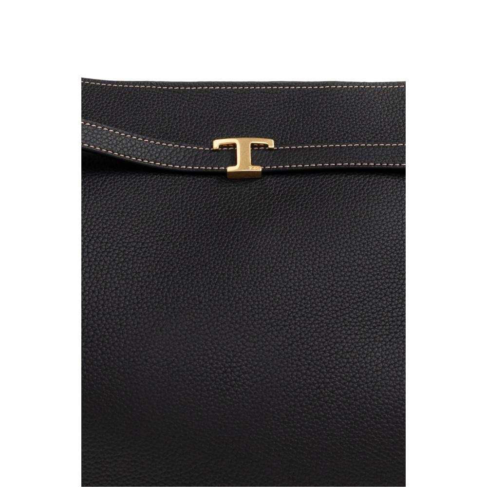 Tods T Timeless Medium Shopper Bag Black Leather Tote