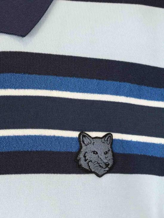 Maison Kitsune Cirrus Blue Ink Cotton Polo Shirt for Men OM00201 KT1119