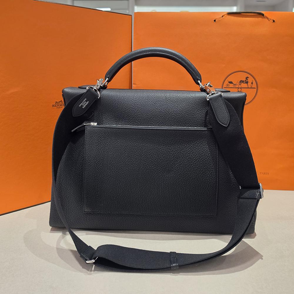 HERMES Kelly 42 Maxi Crossbody Shoulder Bag Black Palladium Hardware