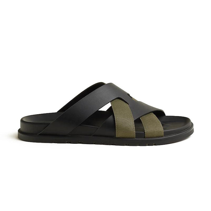HERMES Men’s Casimir Slippers Khaki Calfskin