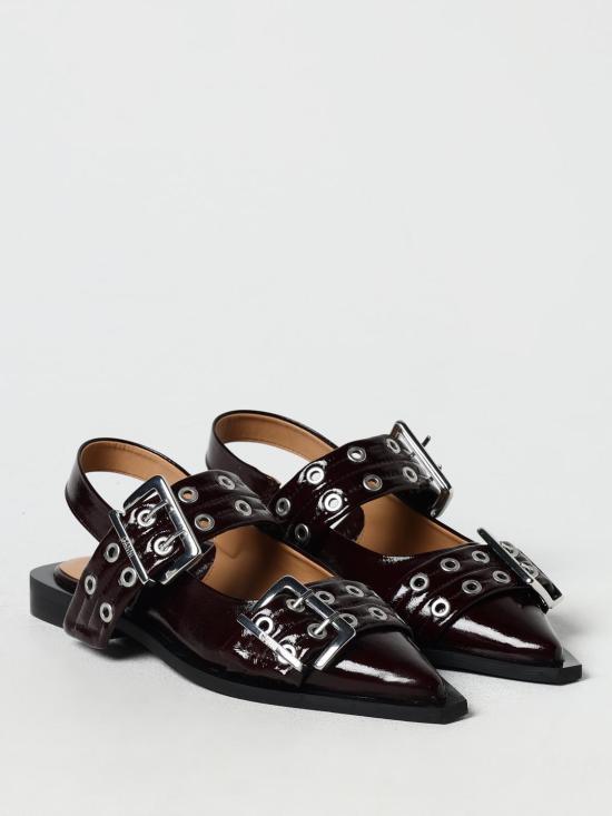GANNI Black Mule Slippers Sandals Women S3086436 BURGUNDY DOM