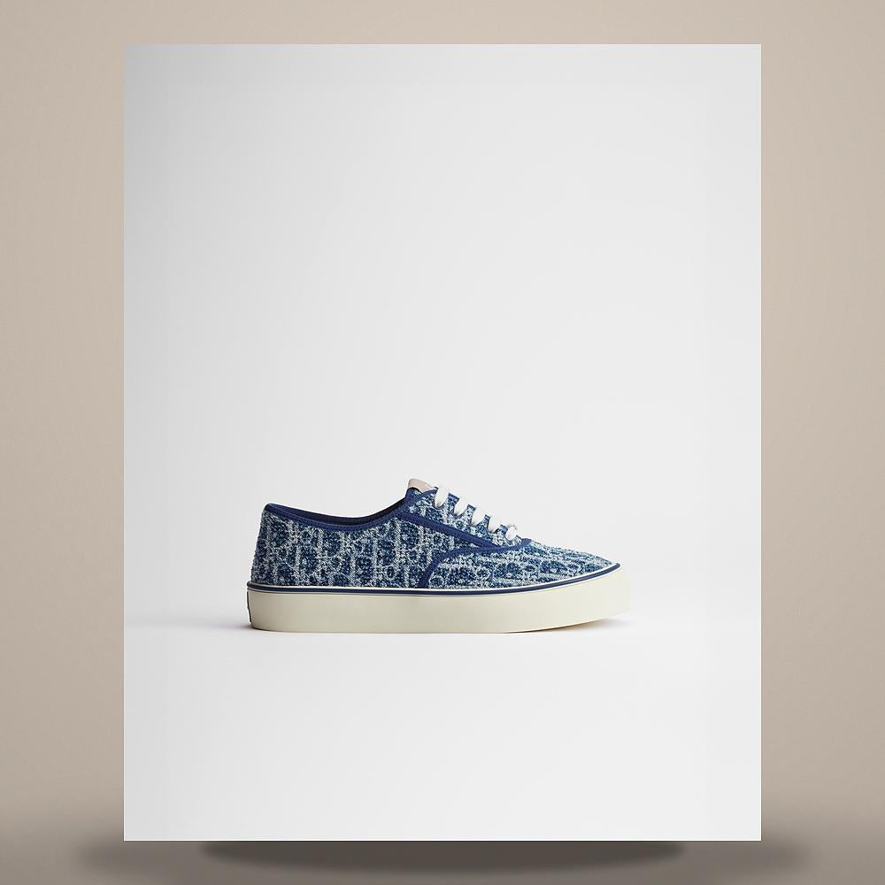 DIOR Blue Sponge-Effect Oblique Denim Low-Top Sneakers 3SN348ADQH517