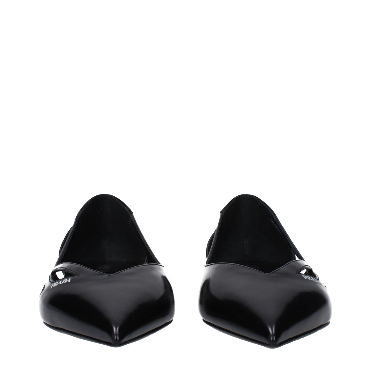 PRADA Black Leather Flat Shoes