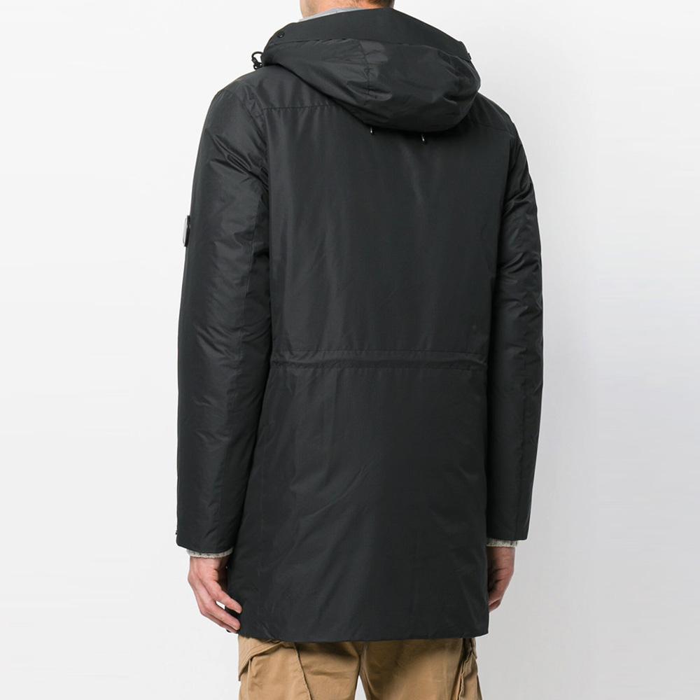 CP Company Black Padded Raincoat Jacket with Lens Badge 03CMOW021A 999