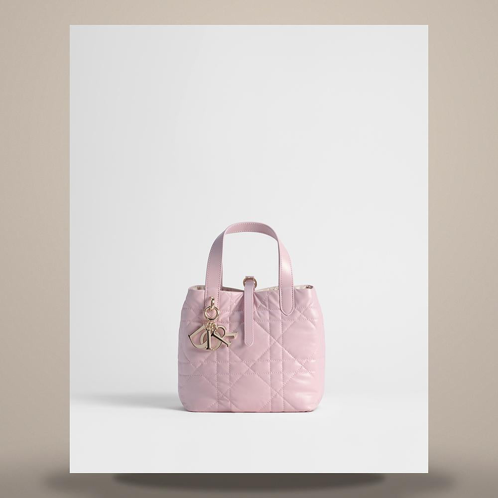 DIOR Two-Tone Gris Clair/Rose Tender Reversible Vertical Tote Sma M2880ODYQ M45E