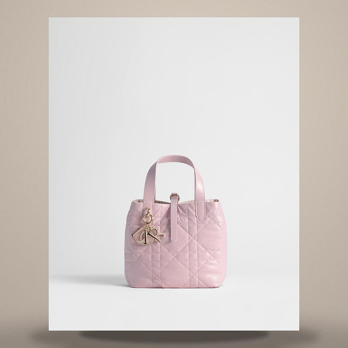 DIOR Two-Tone Gris Clair/Rose Tender Reversible Vertical Tote Sma M2880ODYQ M45E