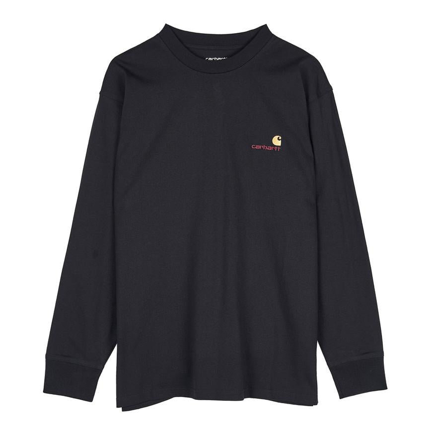 CARHARTT WIP American Script Long Sleeve T-Shirt Men Navy Cotton