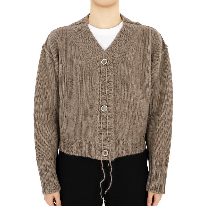 Acne Studios Women’s V-Neck Wool Cropped Cardigan Mood Brown