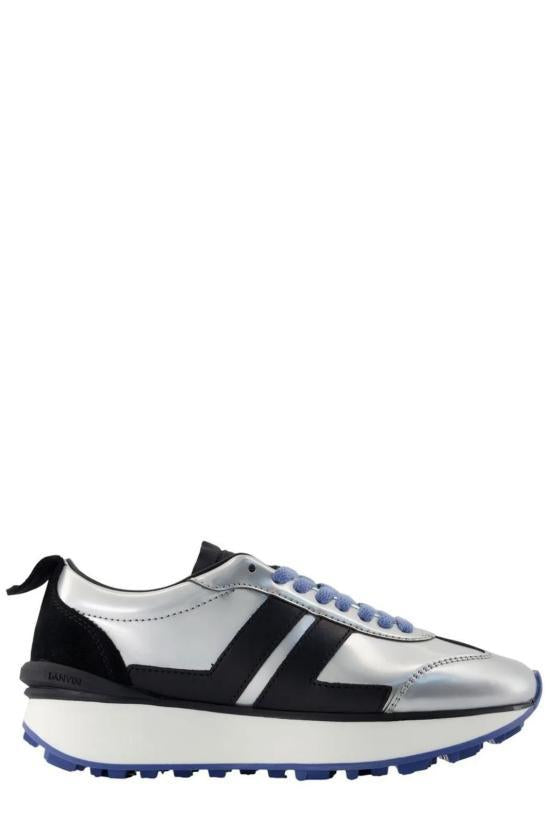 Lanvin Leather Low-Top Sneakers for Men FUSKBUMPMETAH25M210 SILVER BLACK DOM
