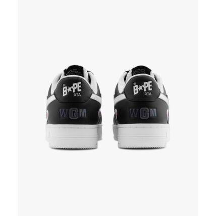 BAPE Leather Low-Top Sneakers for Men 001FWL801302MBLK BLACK DOM