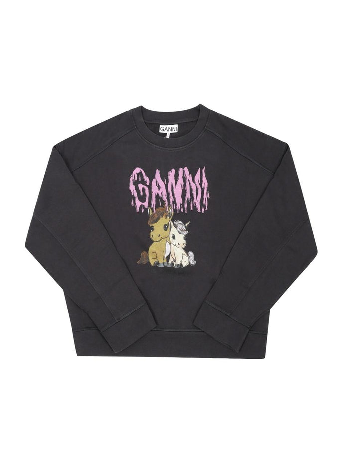 GANNI Women’s Logo Sweatshirt Pullover Top A1060018 252