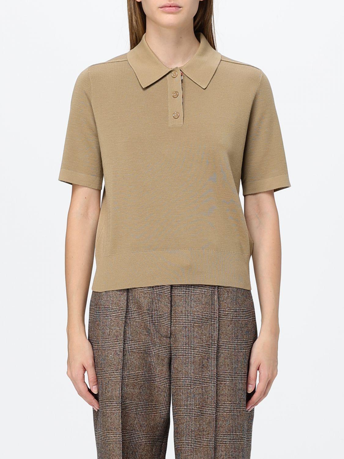 BURBERRY Merino Wool Knit Polo Shirt Women’s Navy