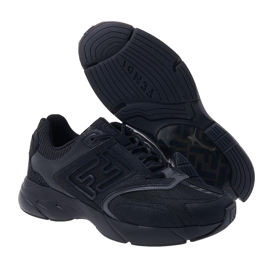 FENDI Men’s Faster Trainer Low-Top Sneakers White/Gray Leather