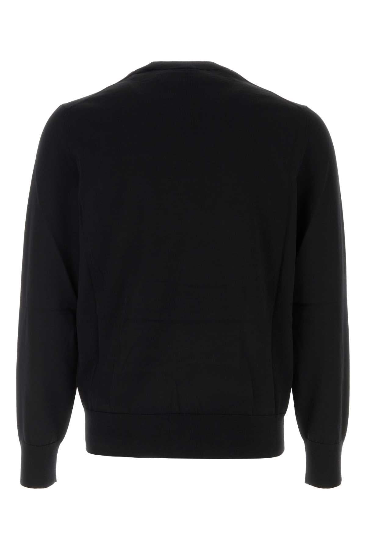 BURBERRY Black Wool Crewneck Knit Sweater for Men