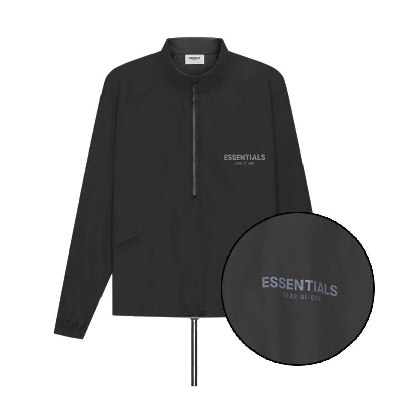 Fear of God Essentials Half-Zip Anorak Track Windbreaker Jacket Black