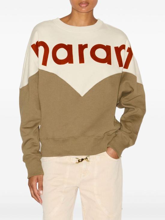 Isabel Marant Long Sleeve Sweatshirt Ecru Cotton Crewneck