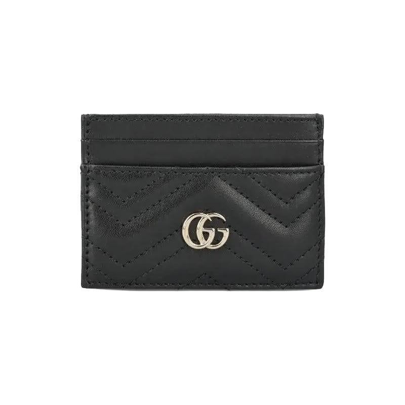 GUCCI GG Marmont Black Leather Card Holder Wallet
