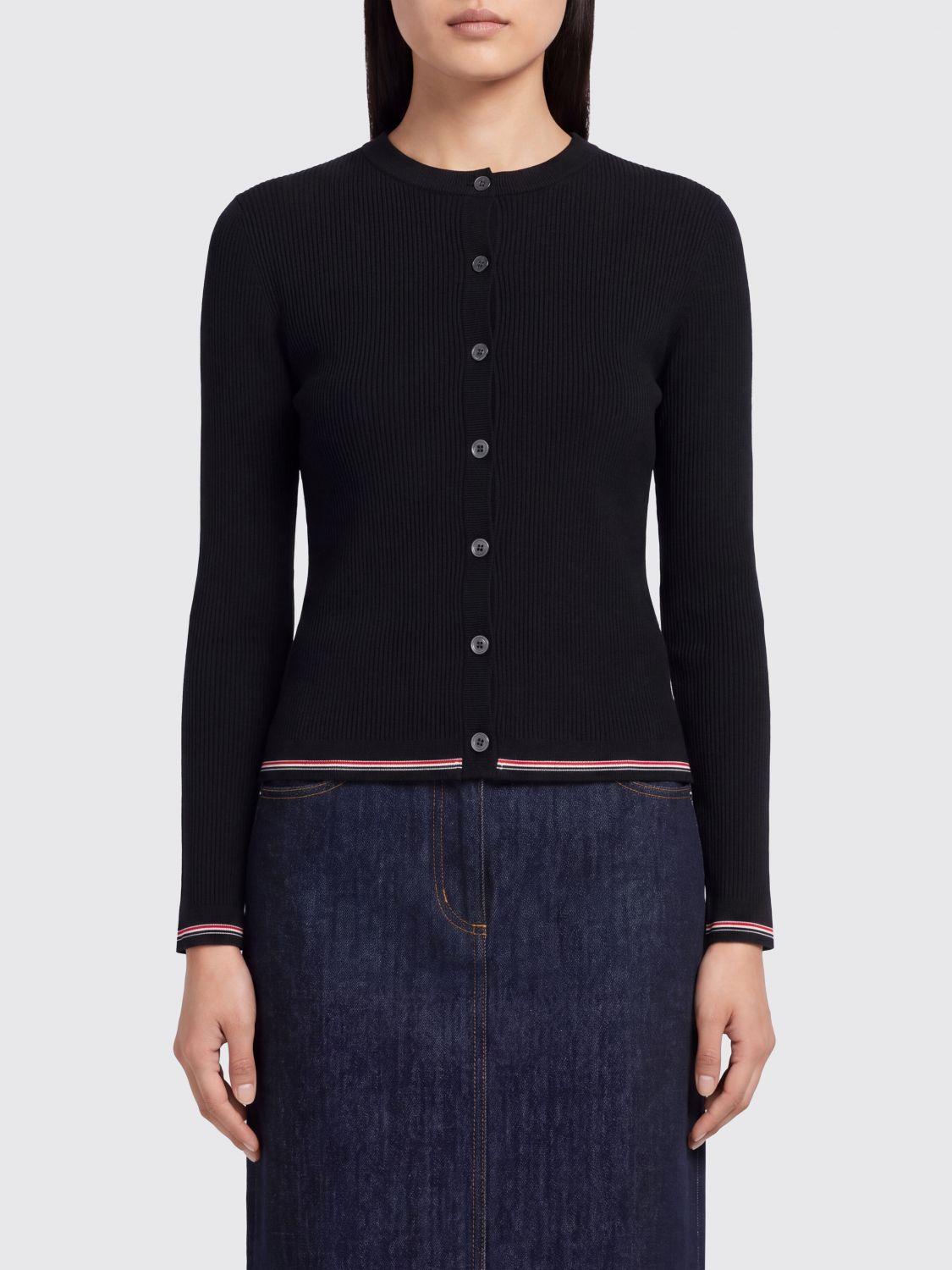 THOM BROWNE Black Wool Knit Cardigan