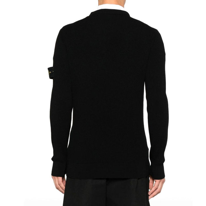 STONE ISLAND RWS Wool Crewneck Knit Sweater Black