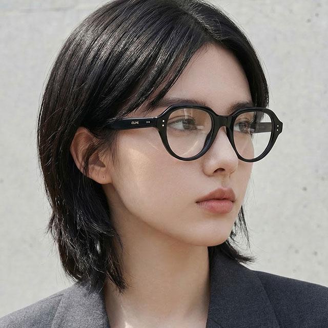 CELINE Black Acetate Round Eyeglass Frames Unisex CL50145I 001