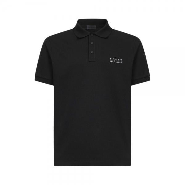 Moncler Stripe Logo Short Sleeve Polo Shirt Black Men’s
