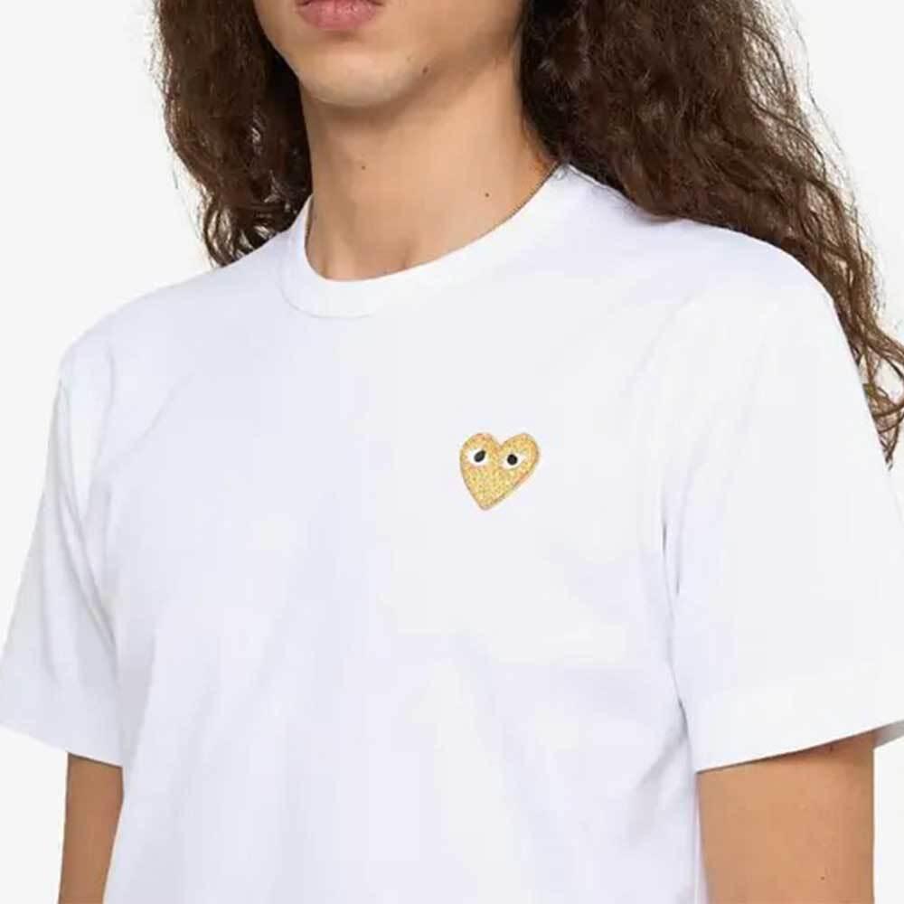 Comme des Garcons Gold Heart Unisex White Short Sleeve T-Shirt