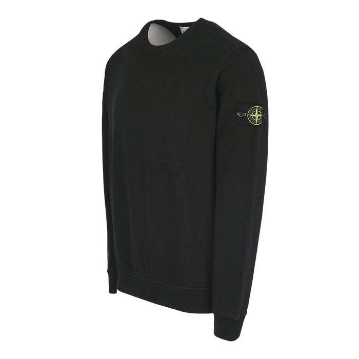 STONE ISLAND Fleece Logo Patch Crewneck Sweatshirt Black Men