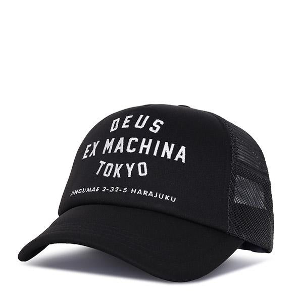 Deus Ex Machina Black Tokyo Harajuku Address Trucker Baseball Cap D261 MHA 143