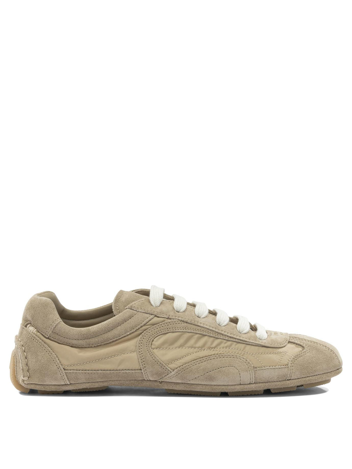 PRADA White Leather Low-Top Sneakers