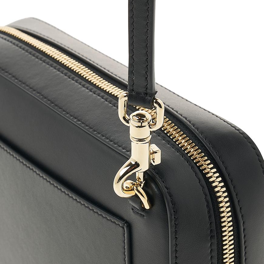 D&G DG Logo Camera Bag Black Leather Crossbody Bag for Women
