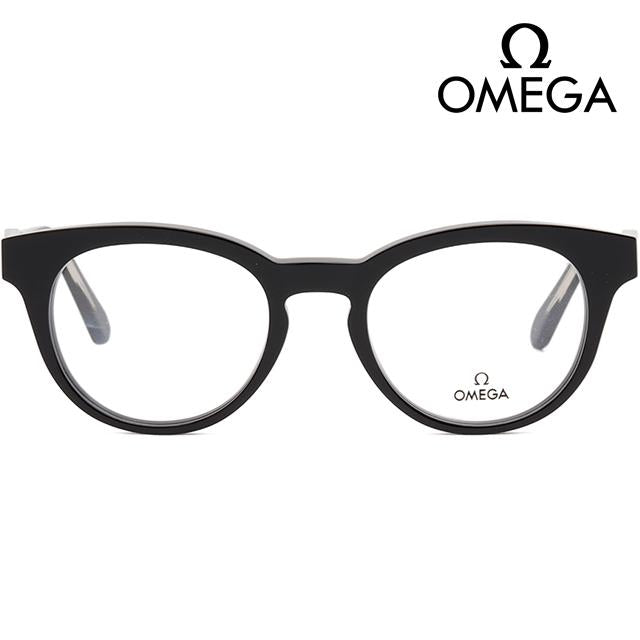 OMEGA Black Acetate Oversized Eyeglass Frames OM5003H 001