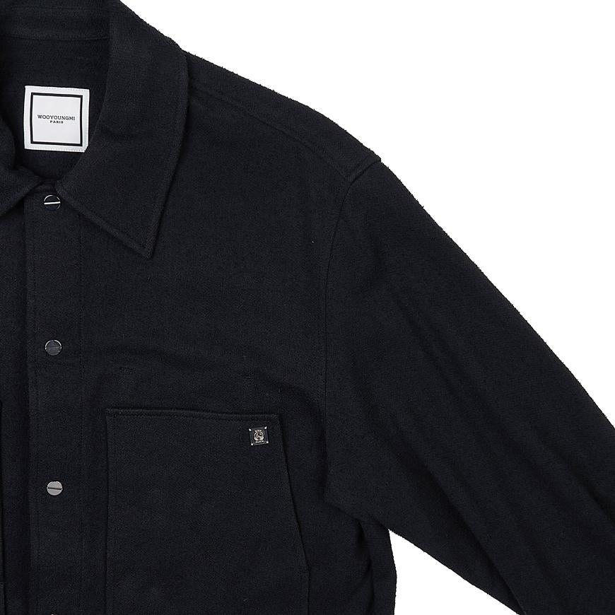 WOOYOUNGMI Cotton Long-Sleeve Pocket Shirt for Men