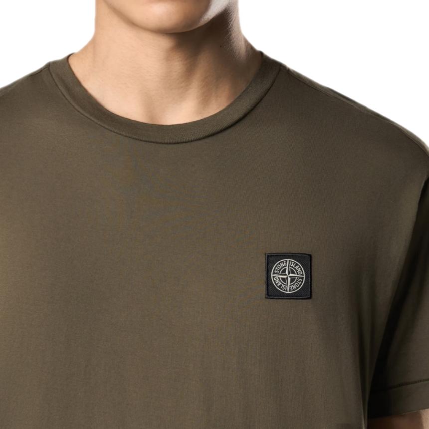 STONE ISLAND Military Green Short Sleeve Crewneck Logo K1S152100039 S0013 V0054