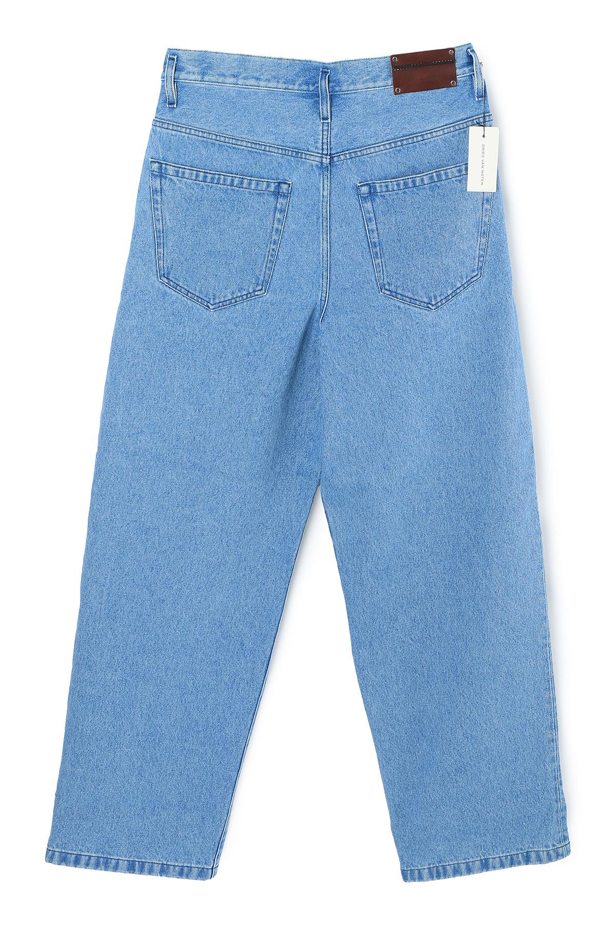 Dries Van Noten Light Blue Pleated Denim Jeans 242 020934 9383 514