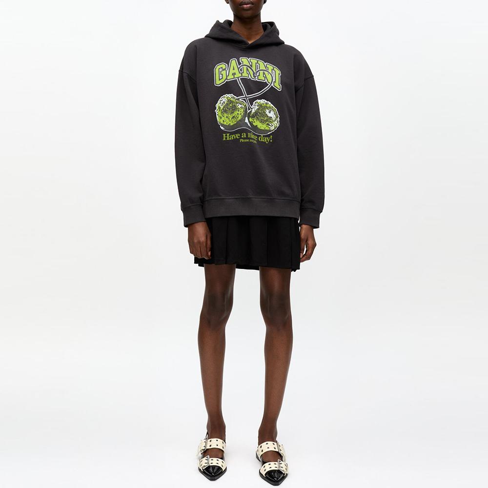 GANNI Black Cherry Print Oversized Hoodie T4285 252