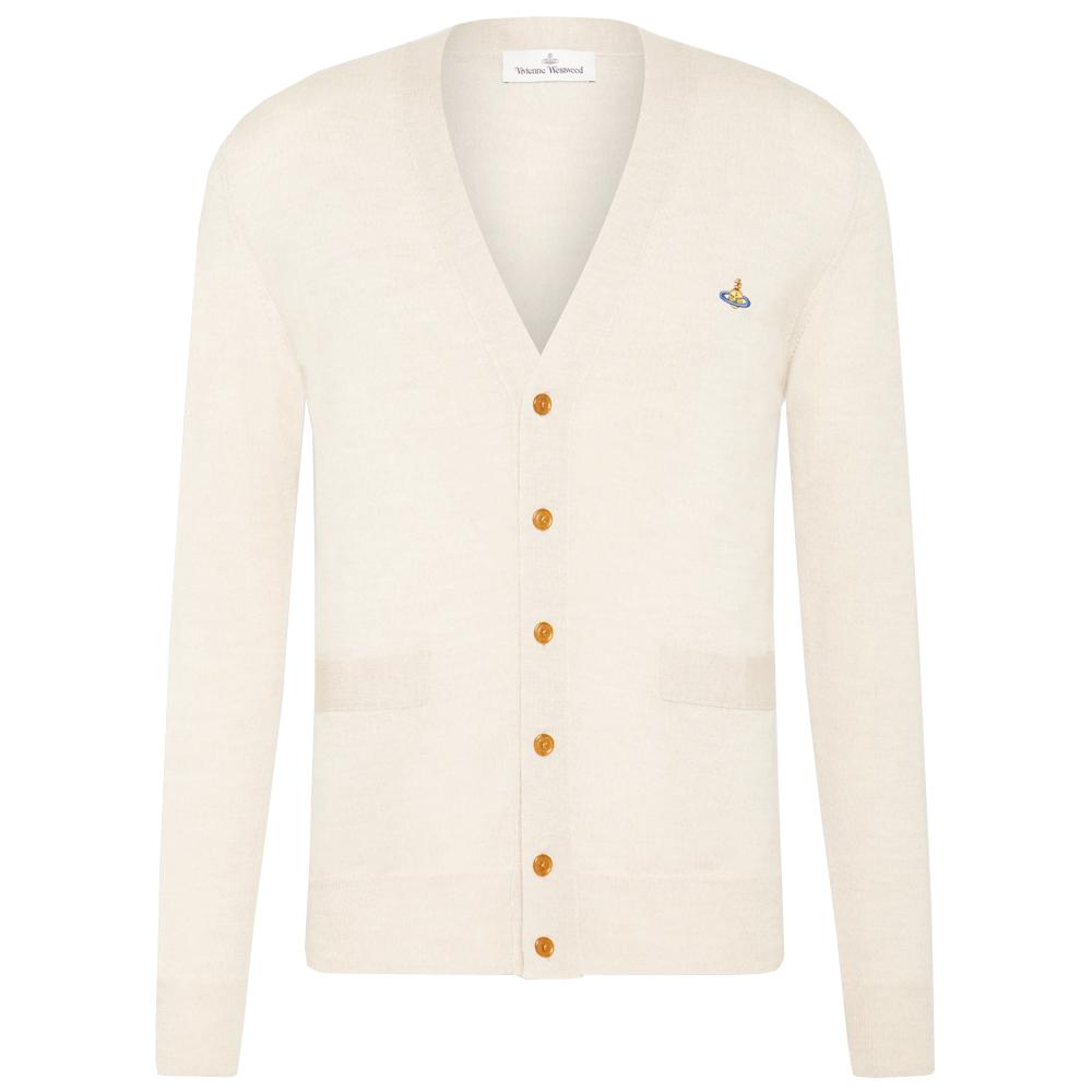 Vivienne Westwood ORB Logo V-Neck Cardigan Navy Wool Men's