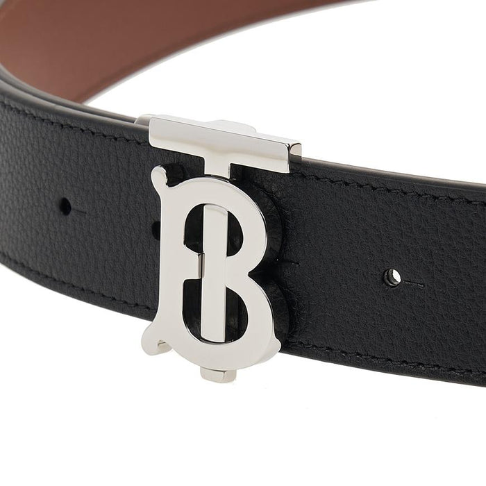 BURBERRY Men’s Reversible TB Plaque Leather Belt Black 35mm