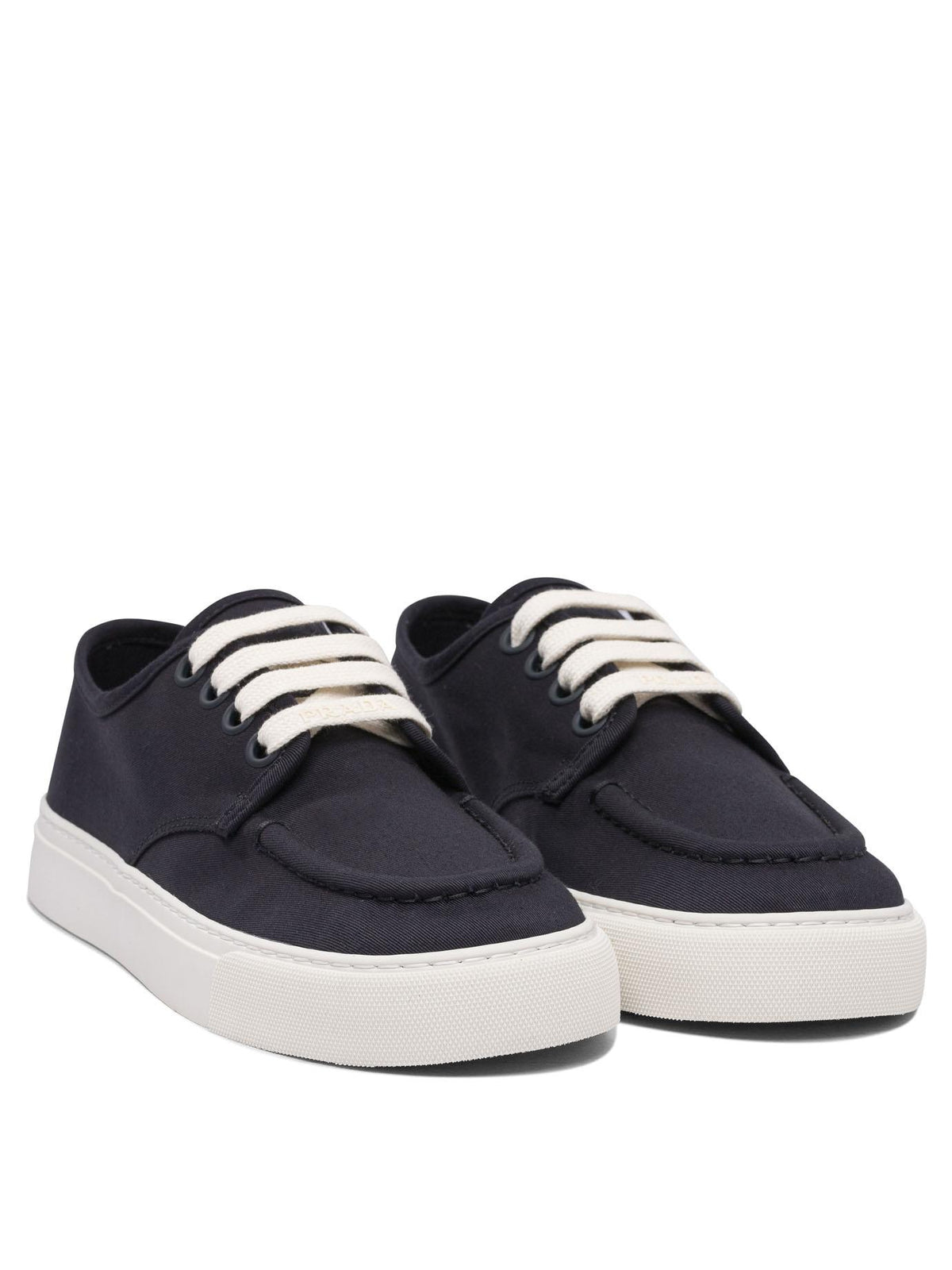 PRADA White Leather Low-Top Sneakers