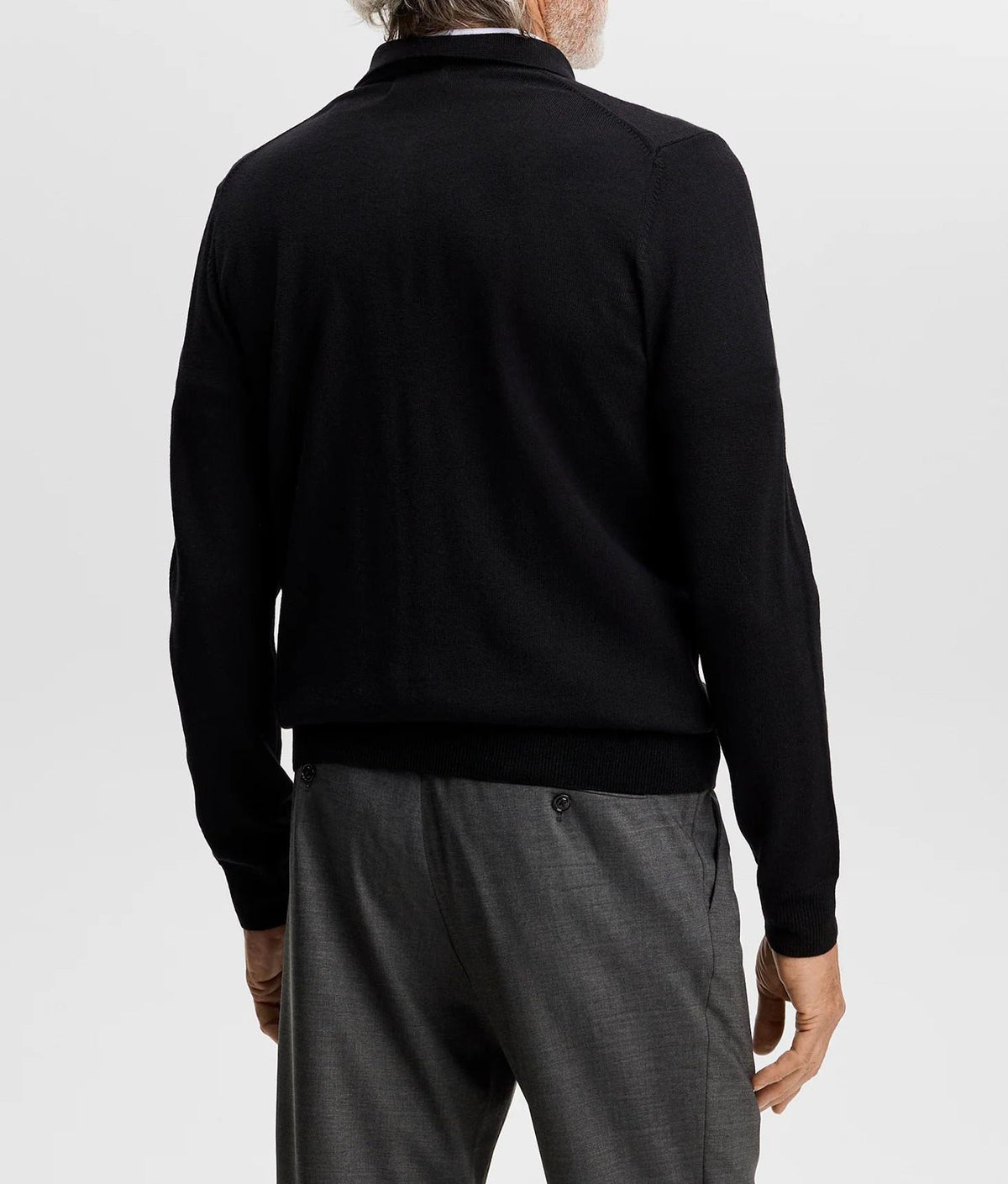 J LINDEBERG Men’s Merino Knit Zip Polo Long Sleeve Black Top